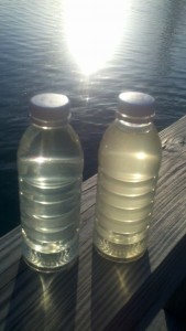 Pond water mixed up clay 1 turbid pond water, clay